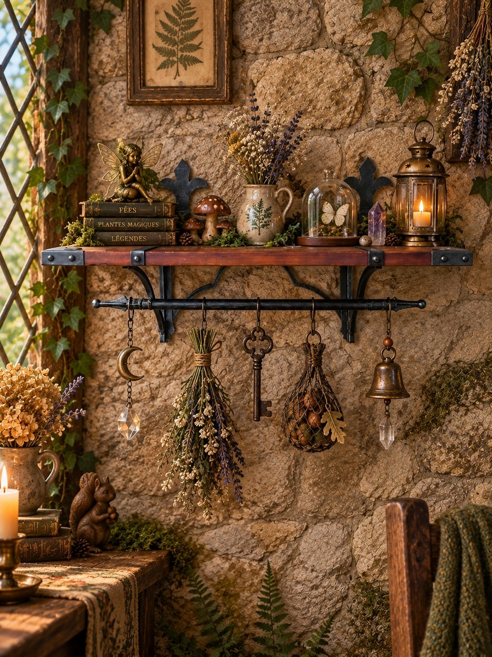 Hearth Happenings 🏠🧚‍♂️ Wood & Wrought Iron Wall Shelf & Towel Holder